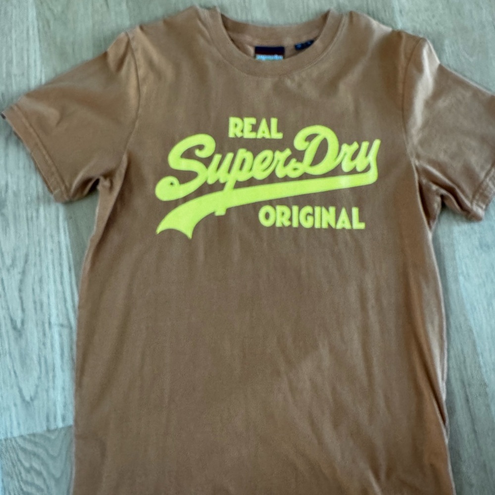 Superdry Orange/Tan Tee with Neon Yellow Print